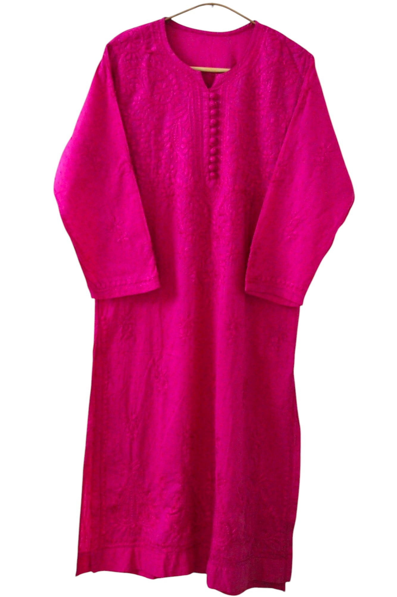PINK DOBBY COTTON LONG KURTA