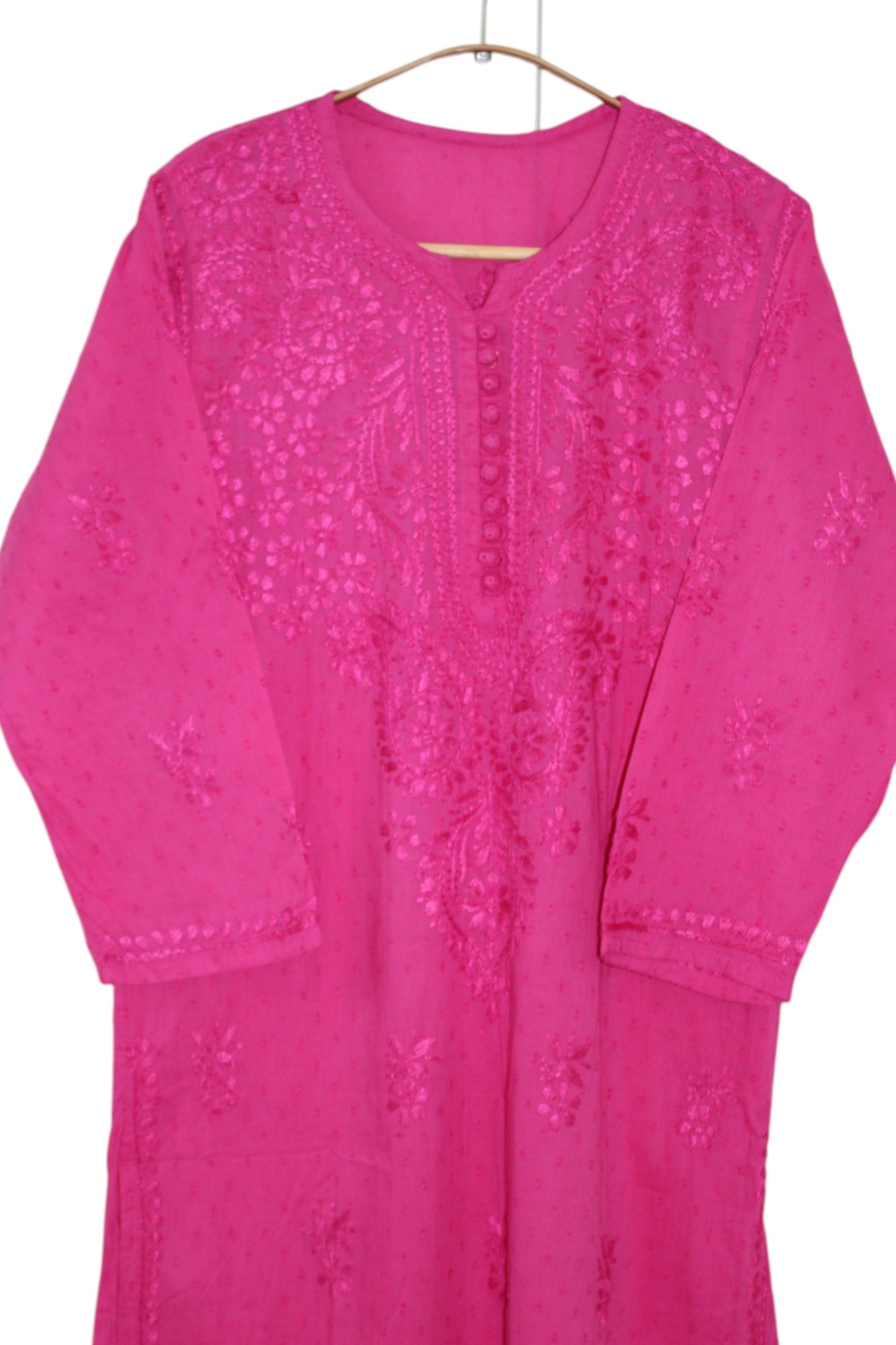 PINK DOBBY COTTON LONG KURTA