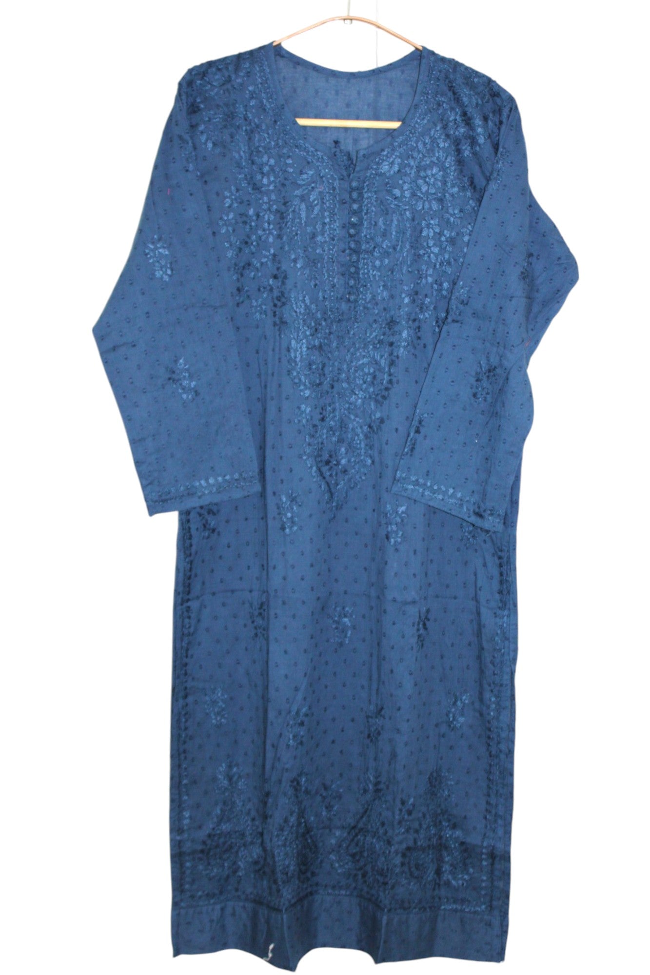 ROYAL BLUE DOBBY COTTON LONG KURTA
