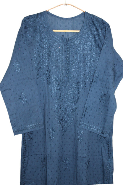 ROYAL BLUE DOBBY COTTON LONG KURTA