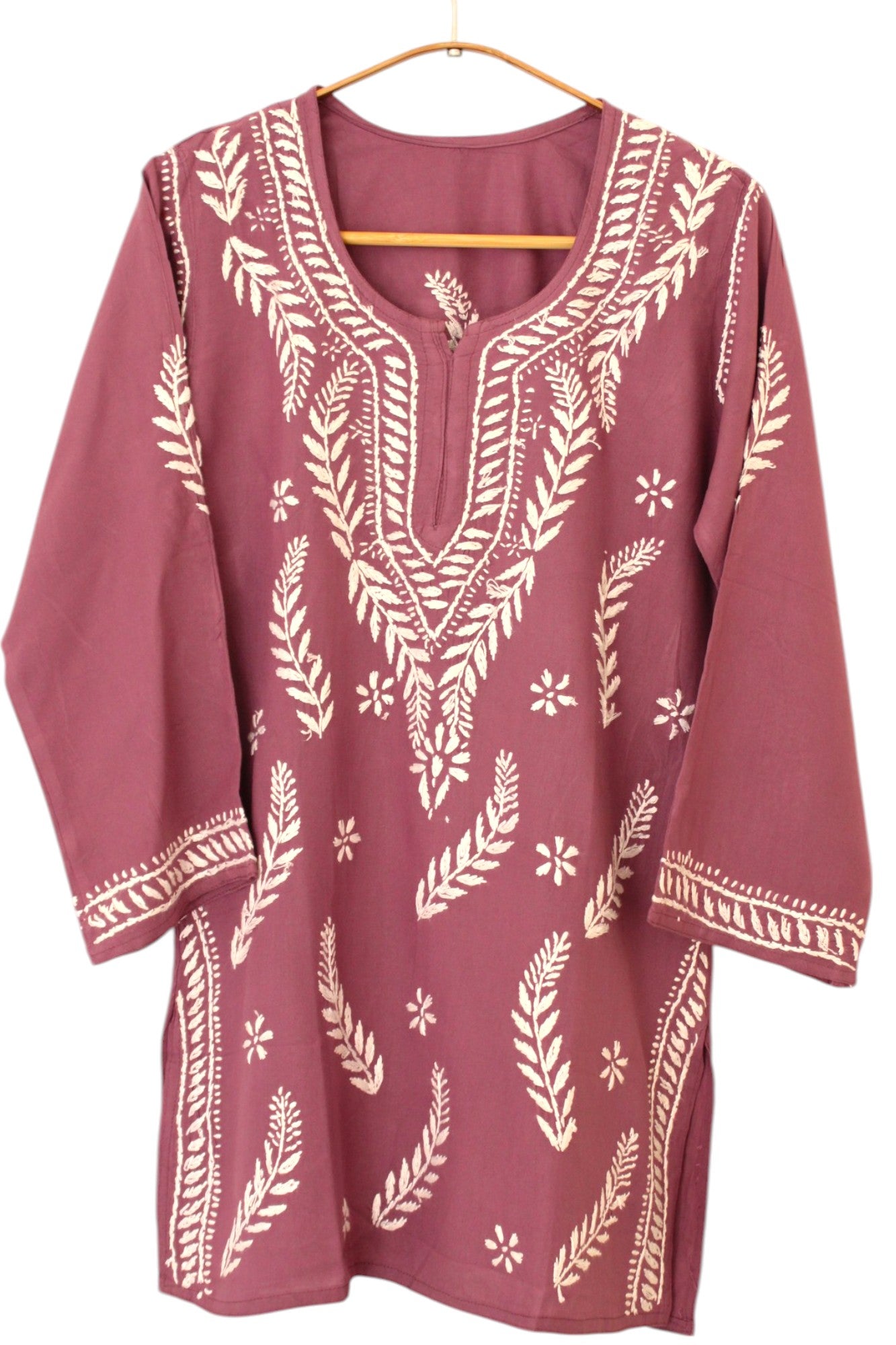 DUSTY PURPLE RAYON CHIKANKARI SHORT TOP