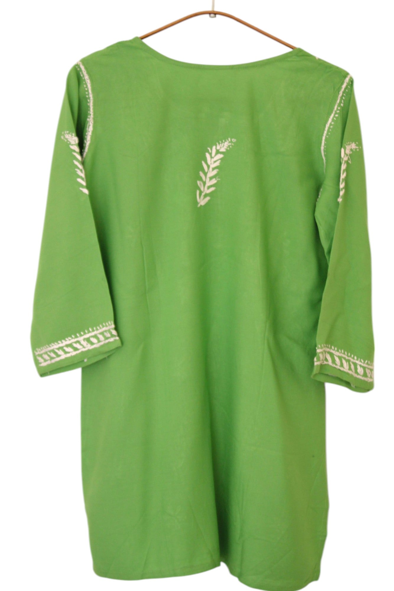 GREEN RAYON CHIKANKARI SHORT TOP