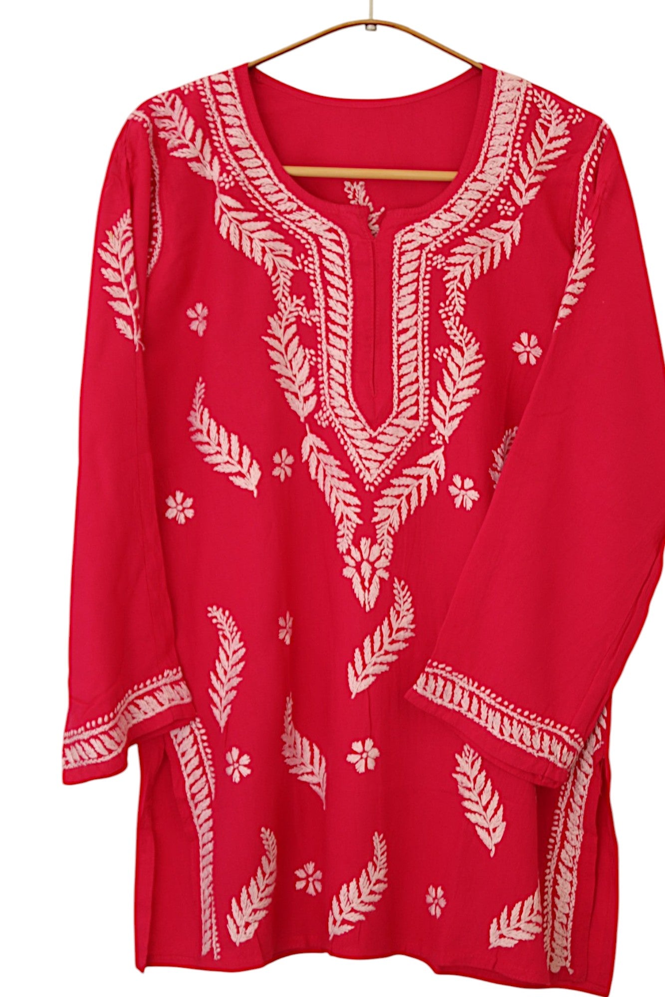 RANI PINK RAYON CHIKANKARI SHORT TOP