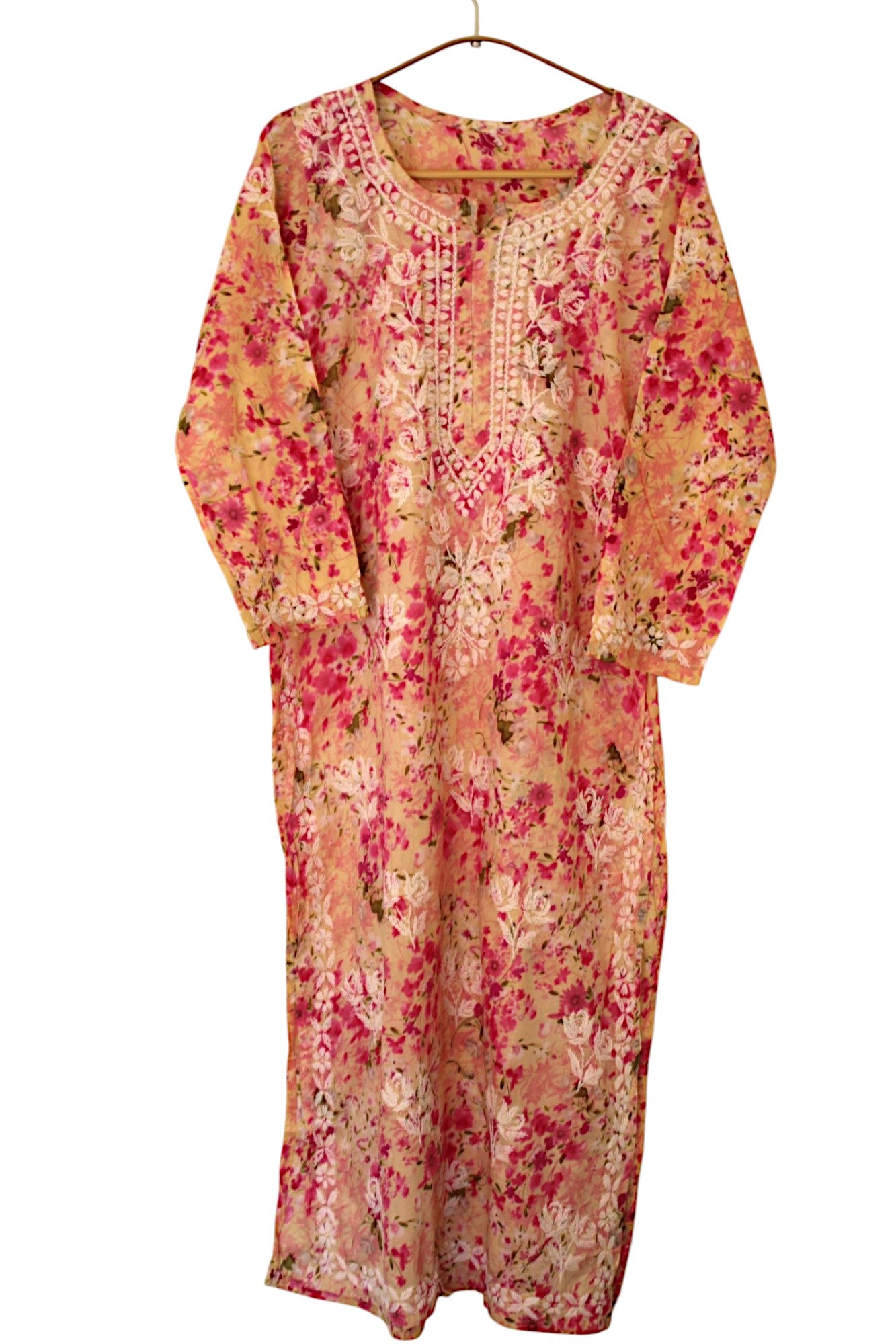 PINK LONG MULMUL KURTA SET