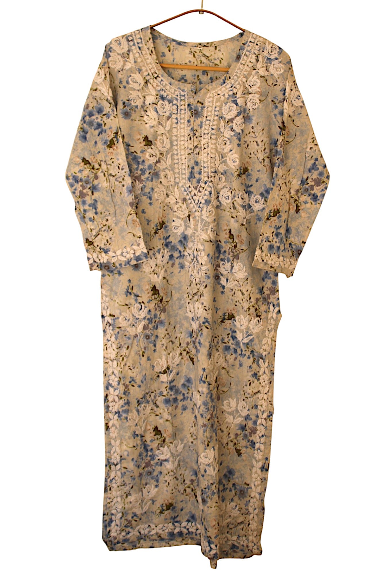 BLUE LONG MULMUL KURTA SET
