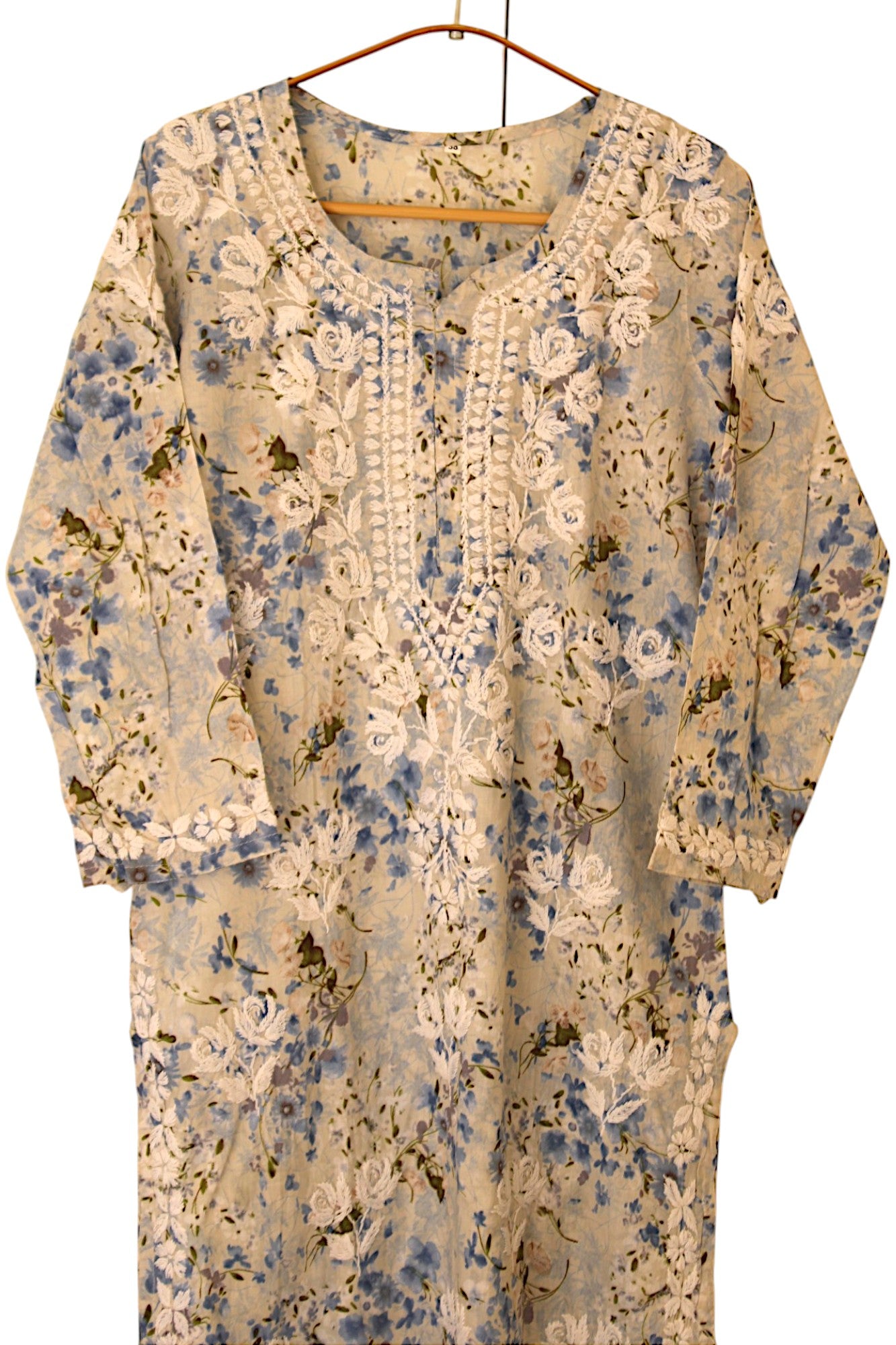 BLUE LONG MULMUL KURTA SET