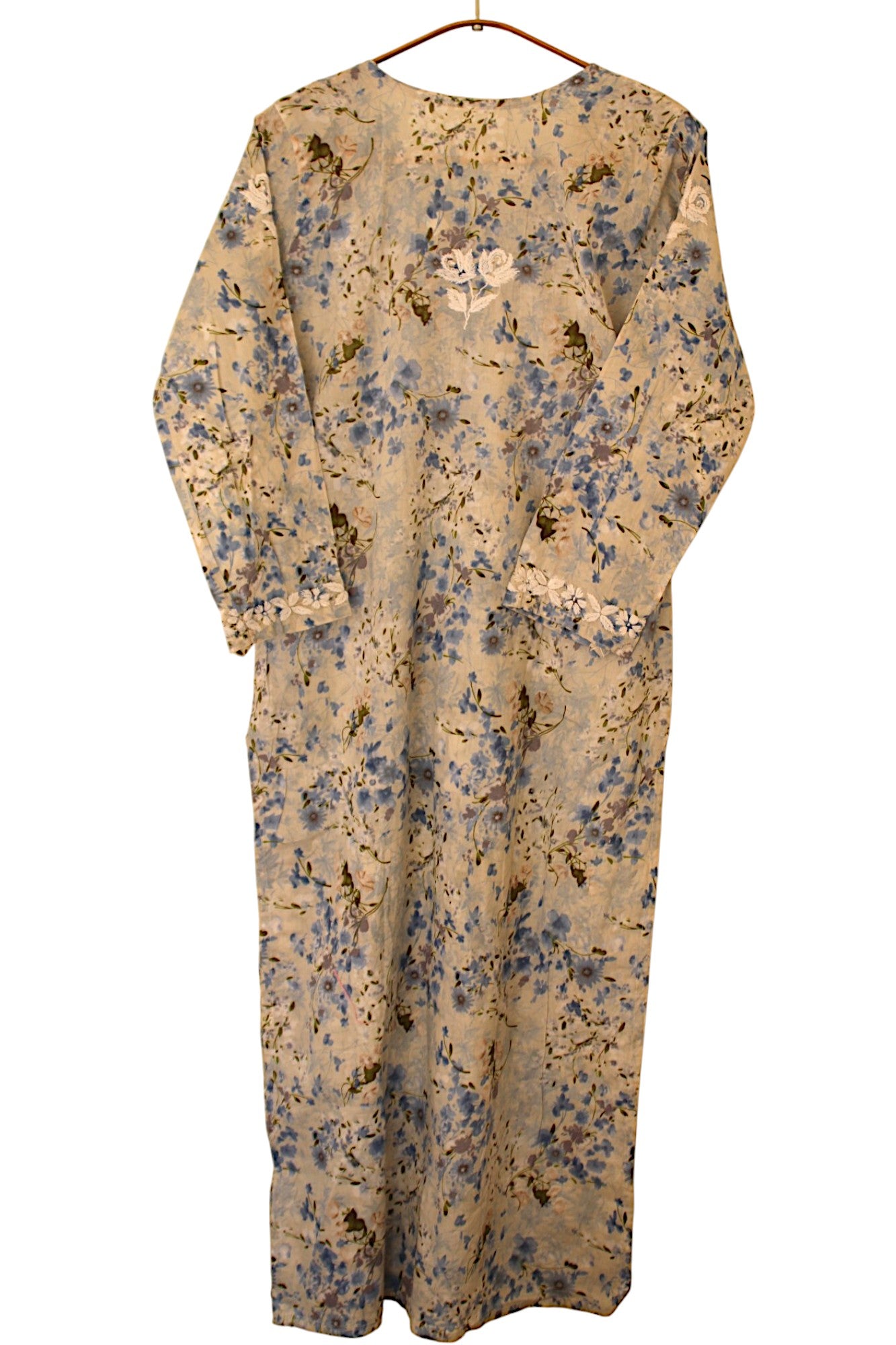 BLUE LONG MULMUL KURTA SET