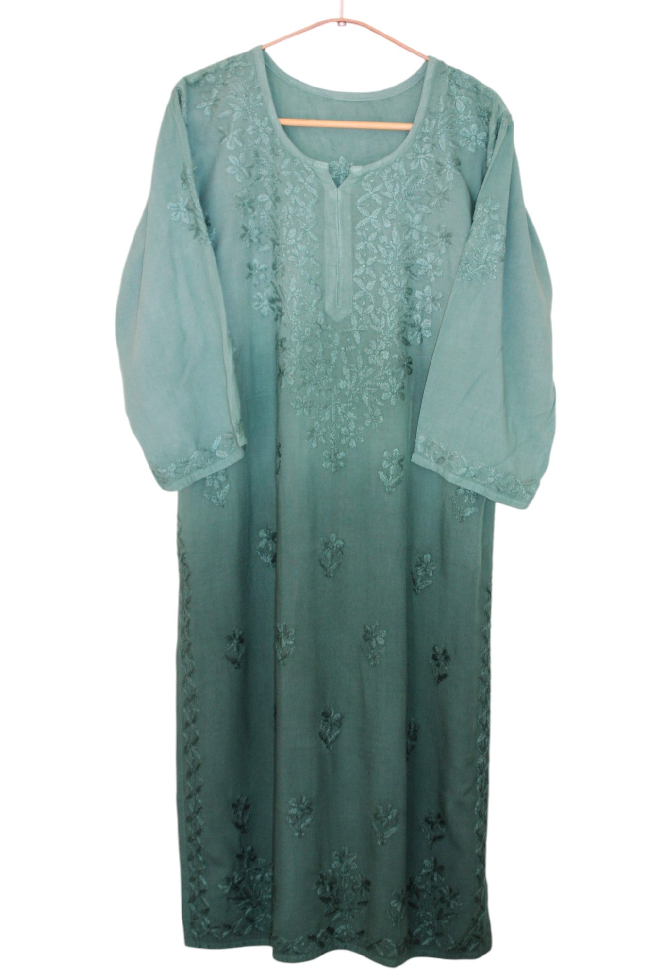 GREEN DUAL SHADE RAYON KURTA PALAZZO SET