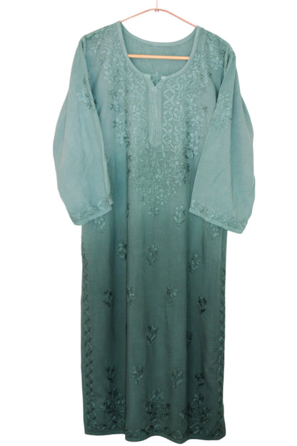 GREEN DUAL SHADE RAYON KURTA PALAZZO SET