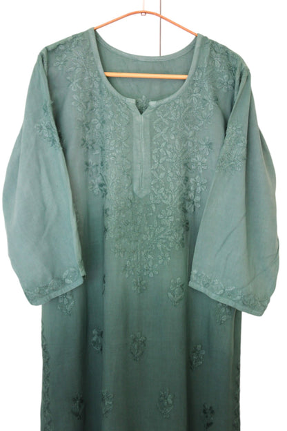 GREEN DUAL SHADE RAYON KURTA PALAZZO SET