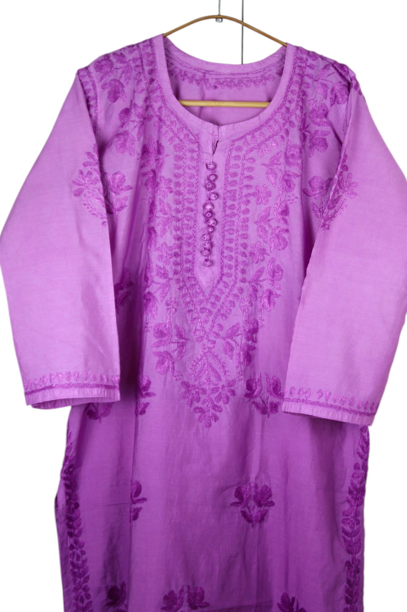 PURPLE CHANDERI DUAL SHADE CHIKANKARI KURTA