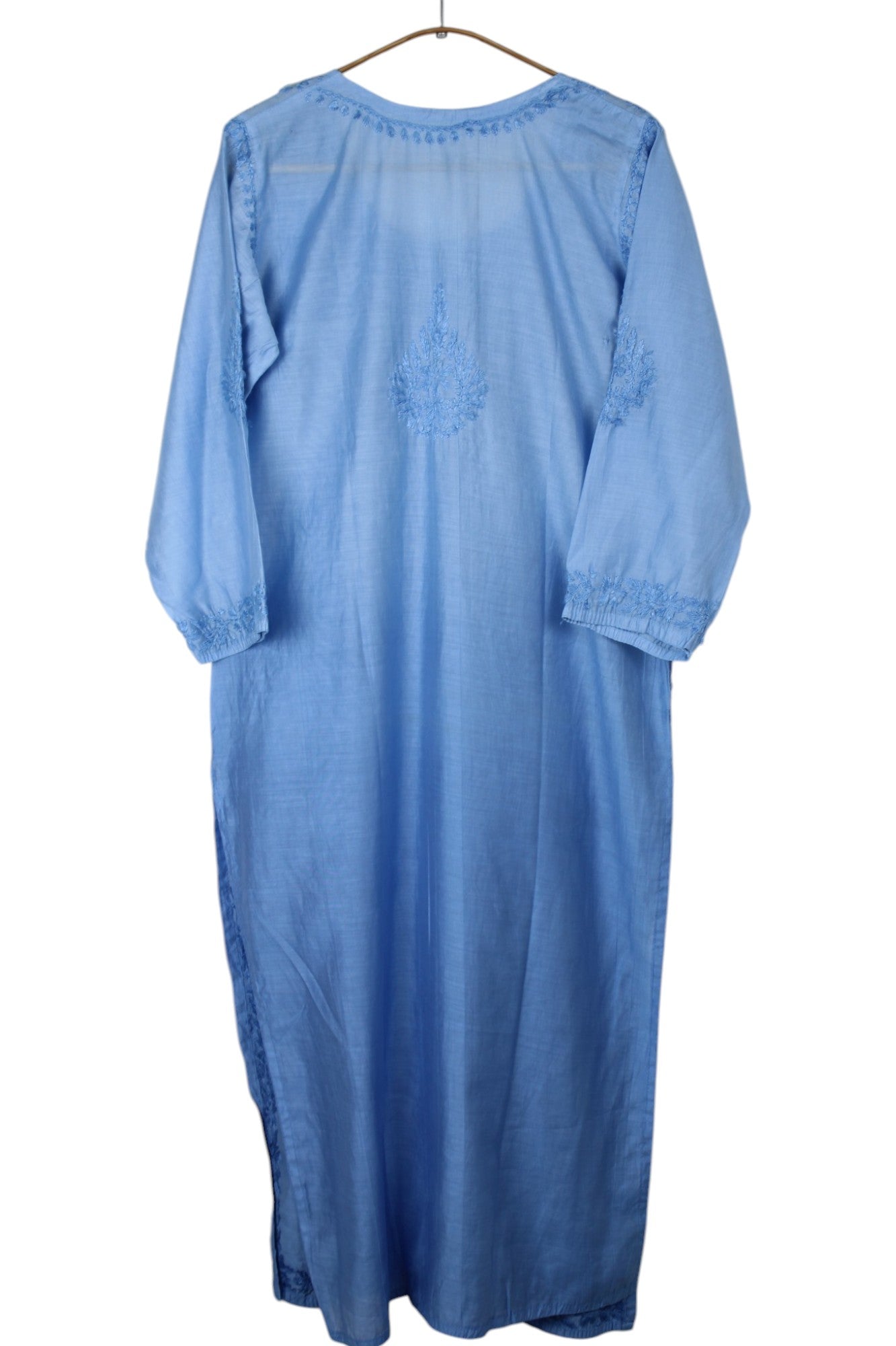 BLUE CHANDERI DUAL SHADE CHIKANKARI KURTA