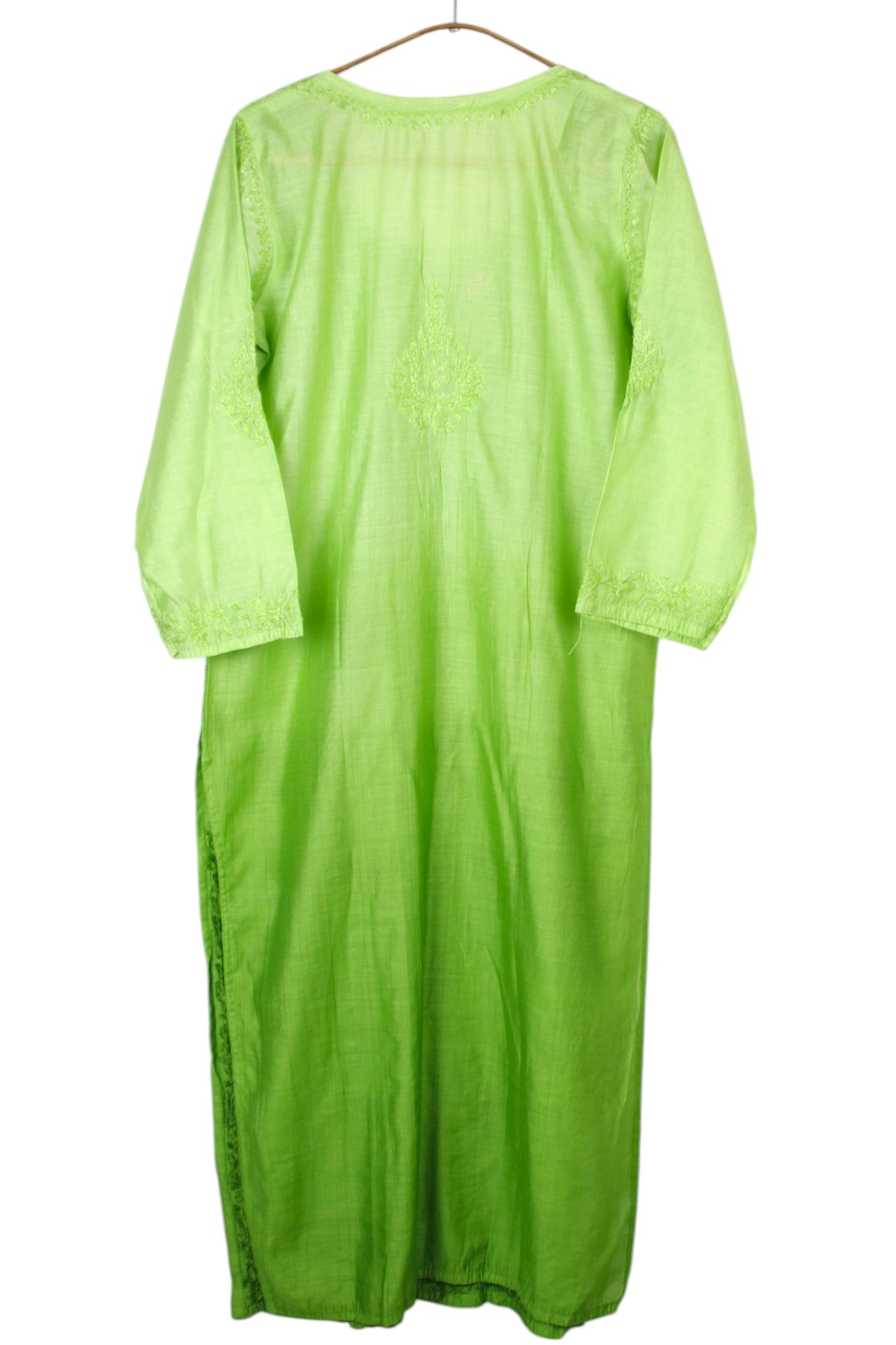 GREEN CHANDERI DUAL SHADE CHIKANKARI KURTA
