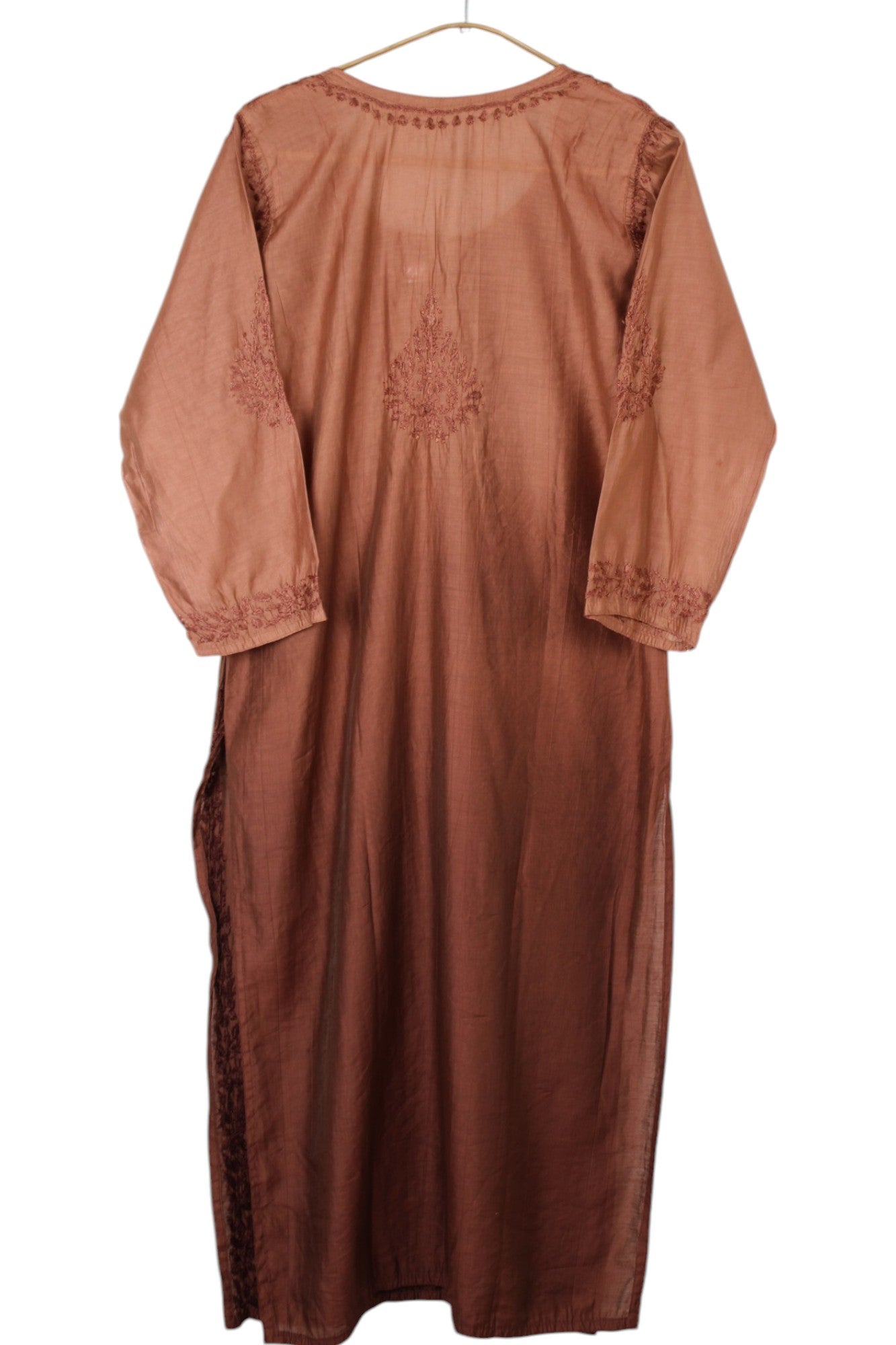 BROWN CHANDERI DUAL SHADE CHIKANKARI KURTA