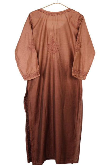 BROWN CHANDERI DUAL SHADE CHIKANKARI KURTA