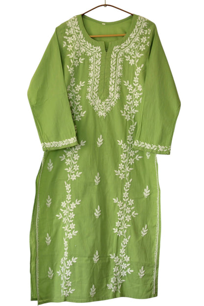 SEA GREEN COTTON LONG KURTA
