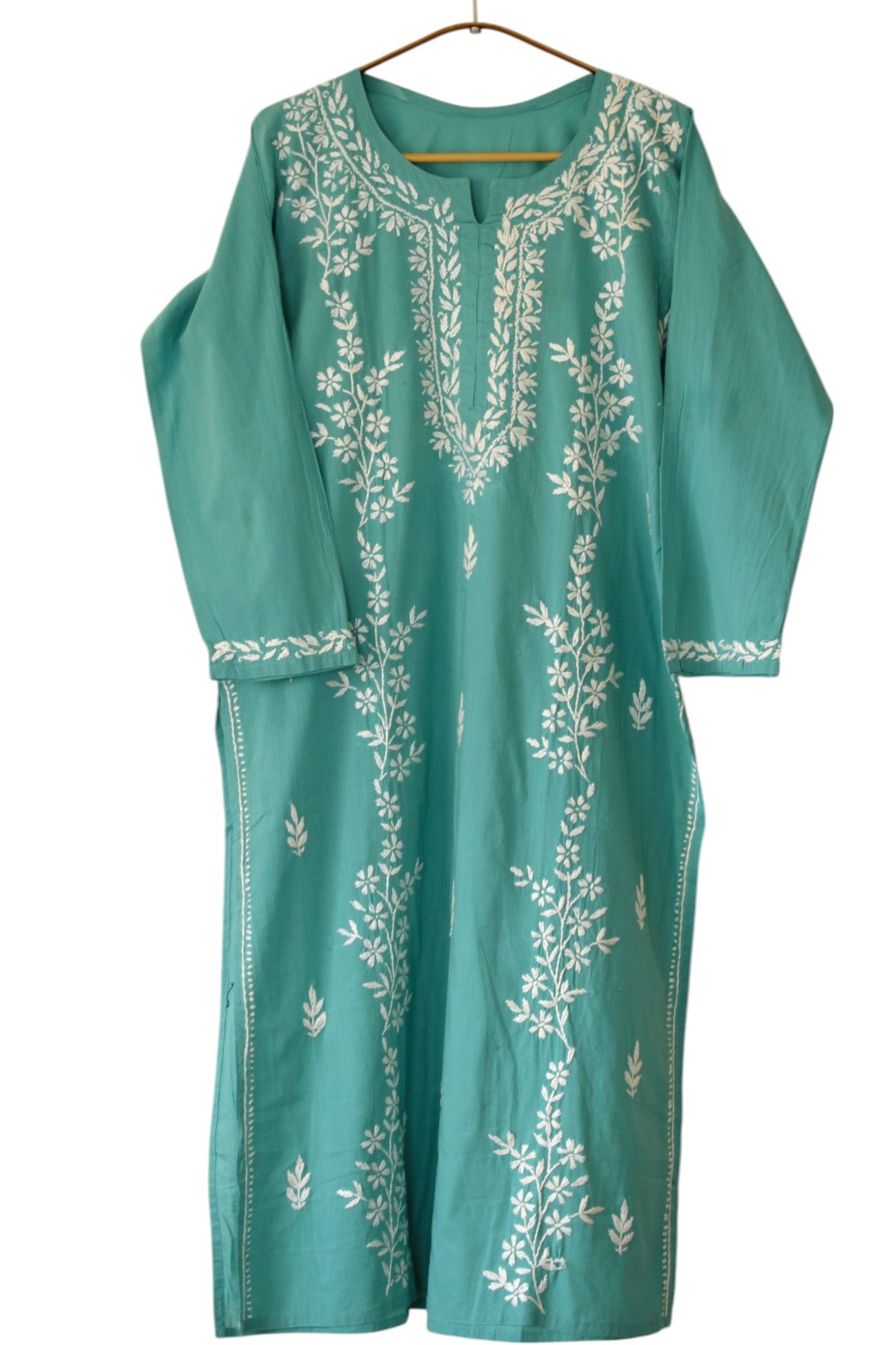SEA BLUE COTTON LONG KURTA