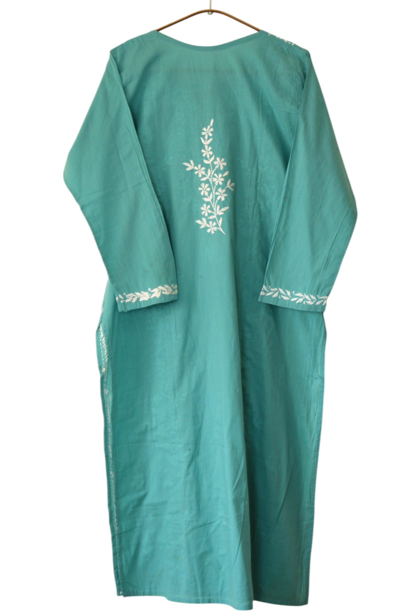 SEA BLUE COTTON LONG KURTA