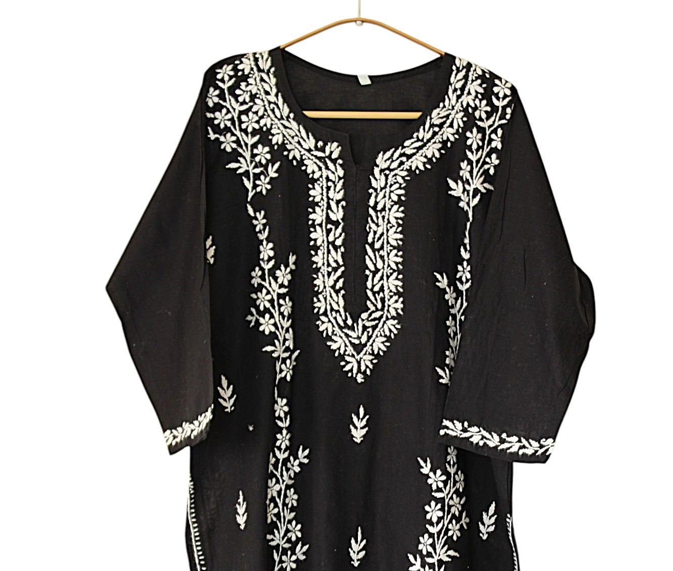 BLACK COTTON LONG KURTA