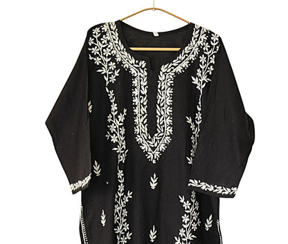 BLACK COTTON LONG KURTA