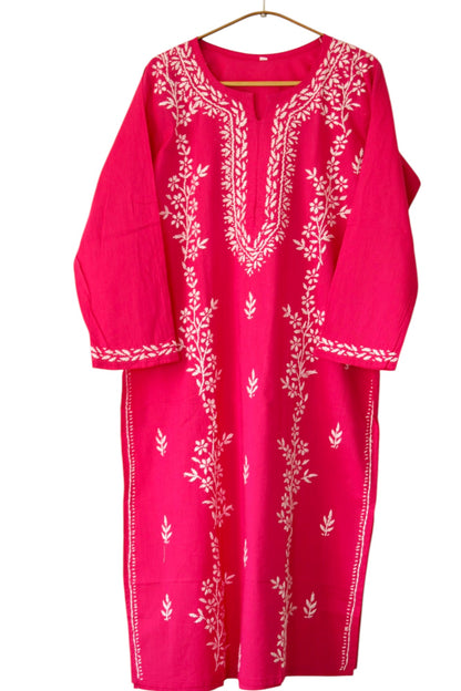 RANI PINK COTTON LONG KURTA