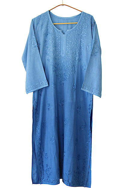 BLUE DUAL SHADE RAYON KURTA PALAZZO SET
