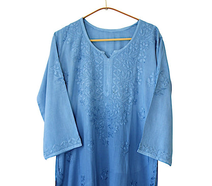 BLUE DUAL SHADE RAYON KURTA PALAZZO SET