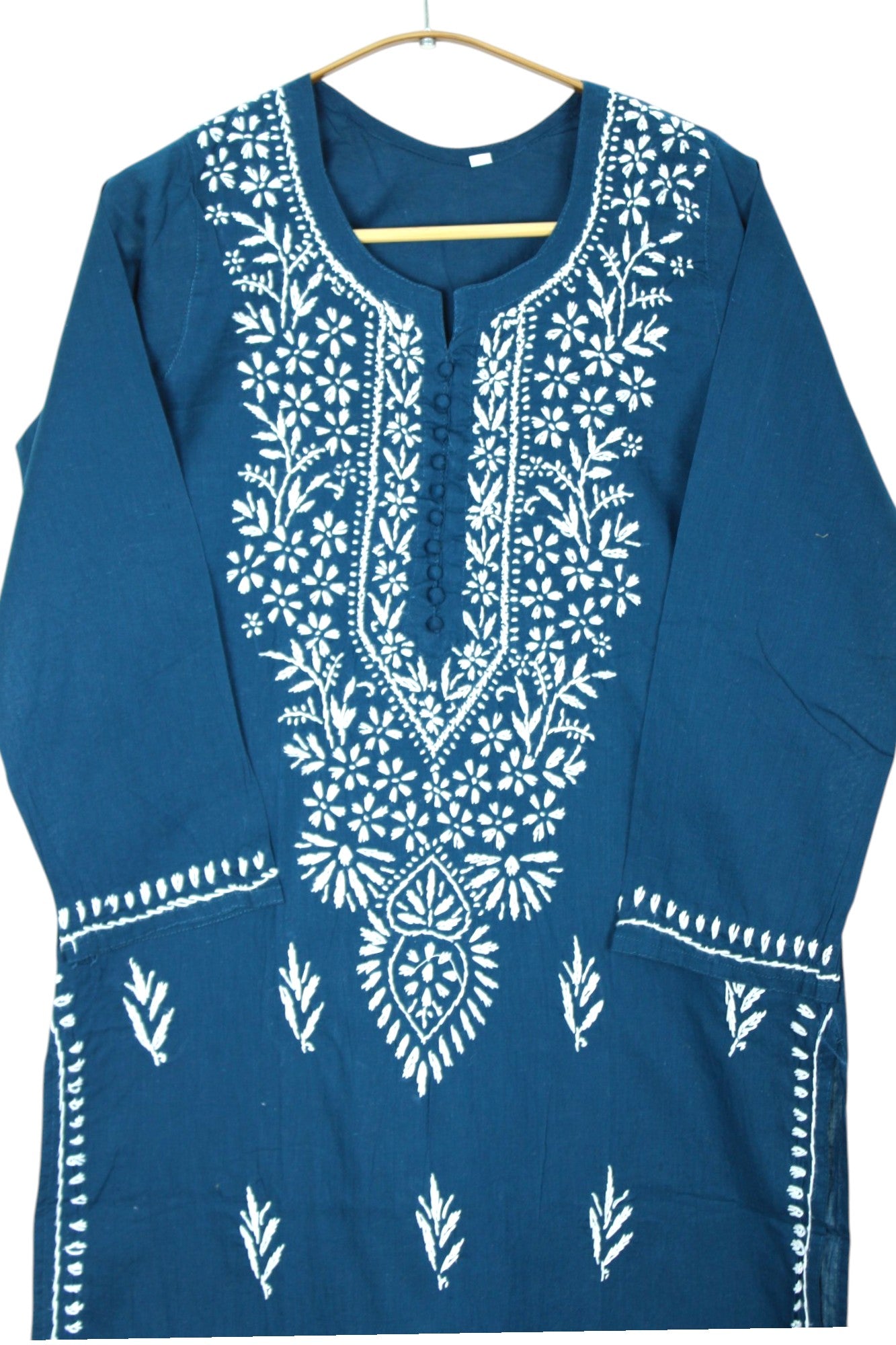 AYAT TEAL BLUE COTTON LONG KURTA