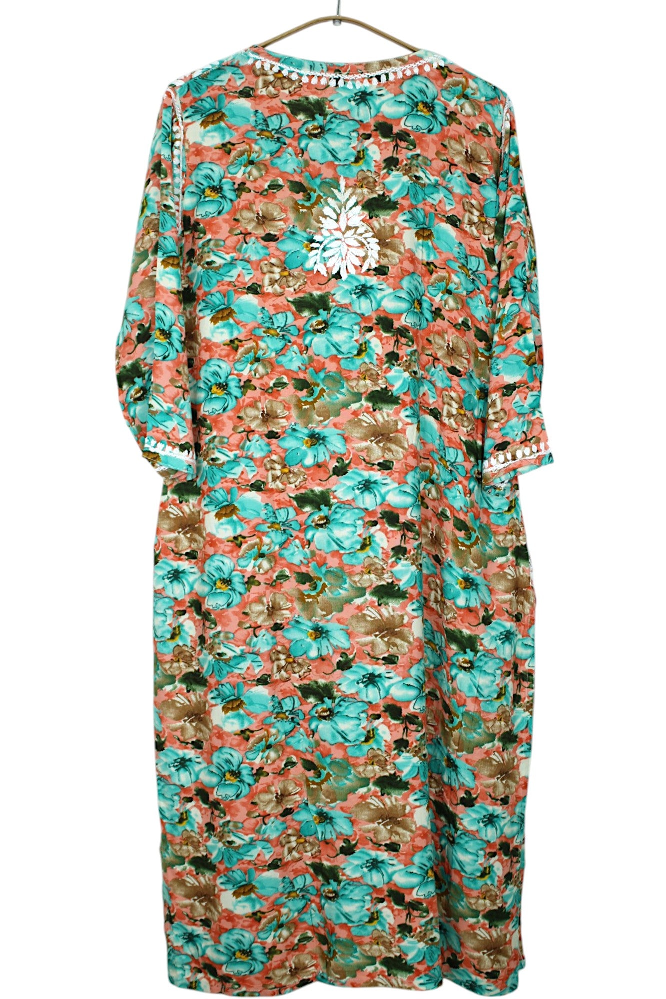 HINA GREEN LONG PRINTED RAYON CHIKANKARI KURTA