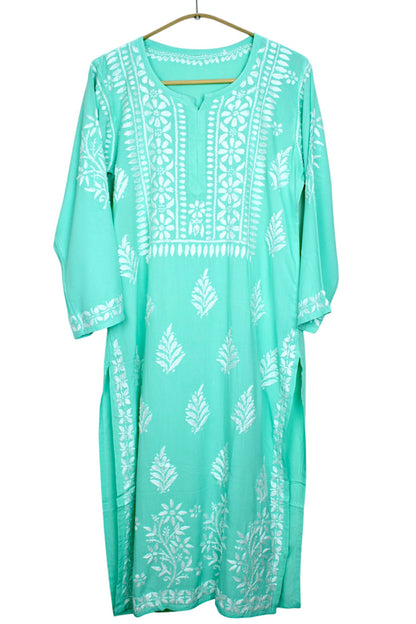LILY MINT GREEN LONG RAYON KURTA