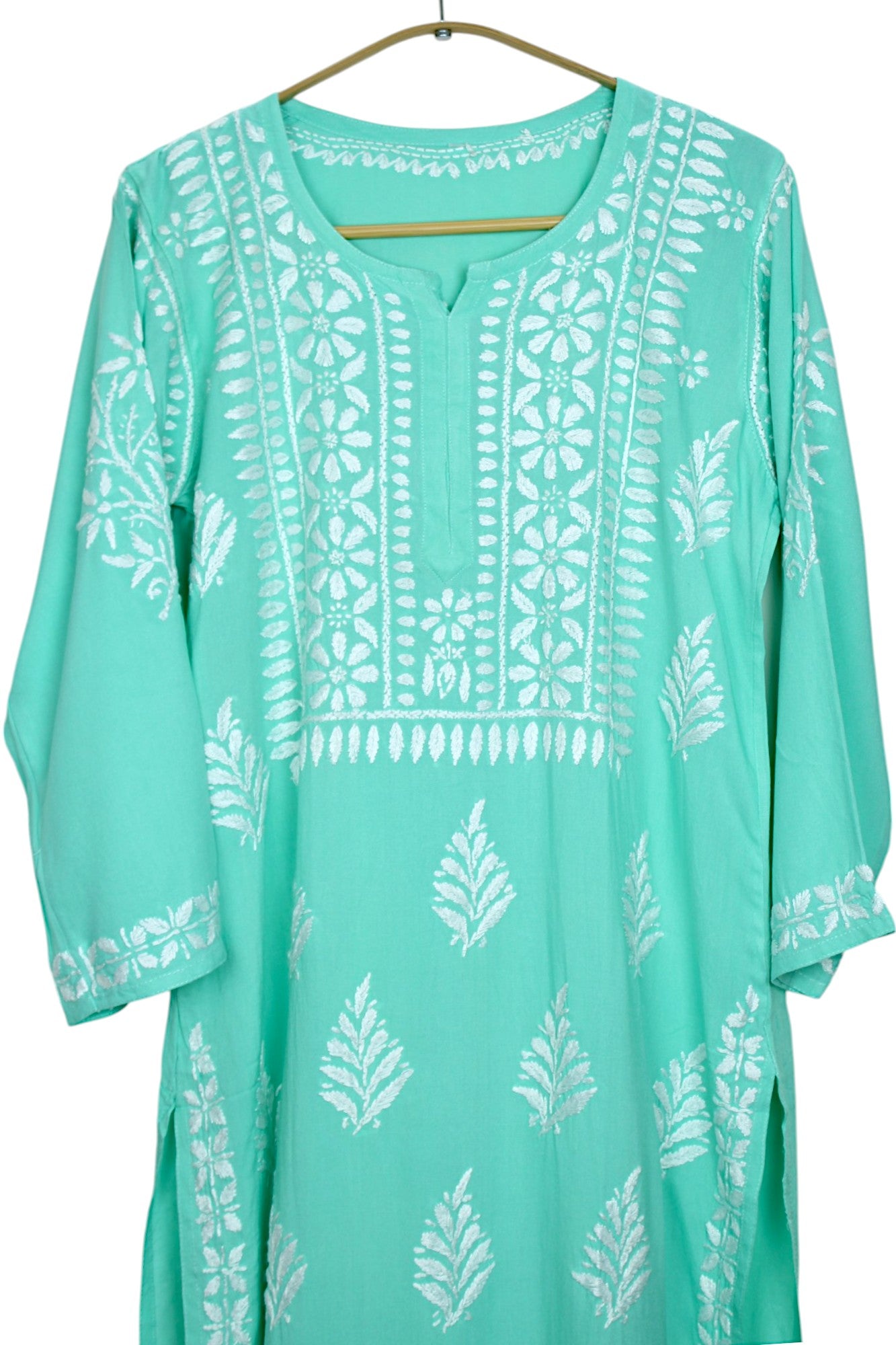 LILY MINT GREEN LONG RAYON KURTA