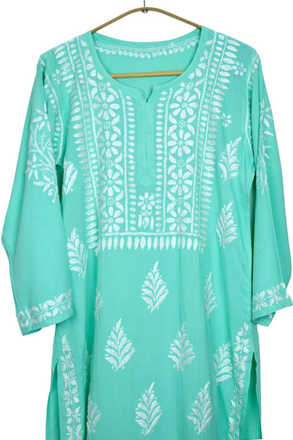 LILY MINT GREEN LONG RAYON KURTA