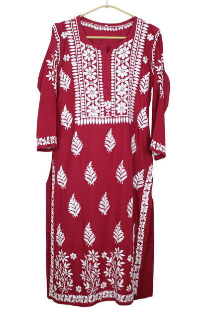 LILY MAROON LONG RAYON KURTA