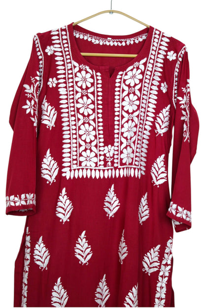 LILY MAROON LONG RAYON KURTA