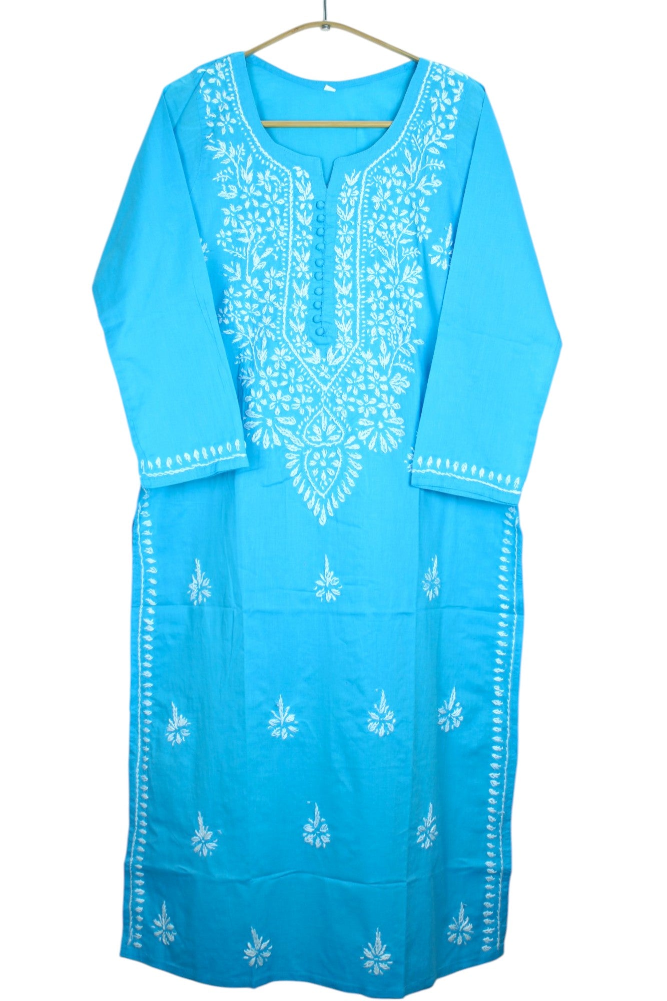 AYAT SKY BLUE COTTON LONG KURTA