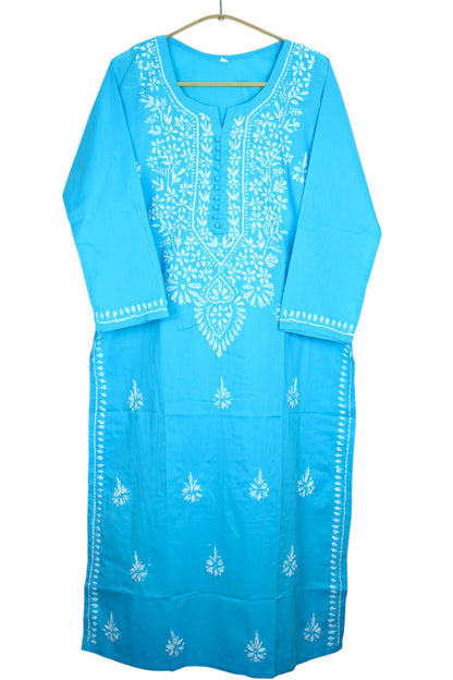 AYAT SKY BLUE COTTON LONG KURTA