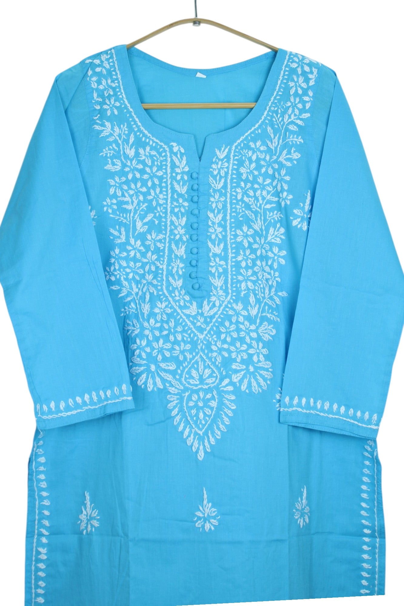 AYAT SKY BLUE COTTON LONG KURTA