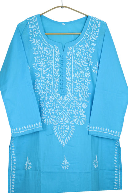 AYAT SKY BLUE COTTON LONG KURTA