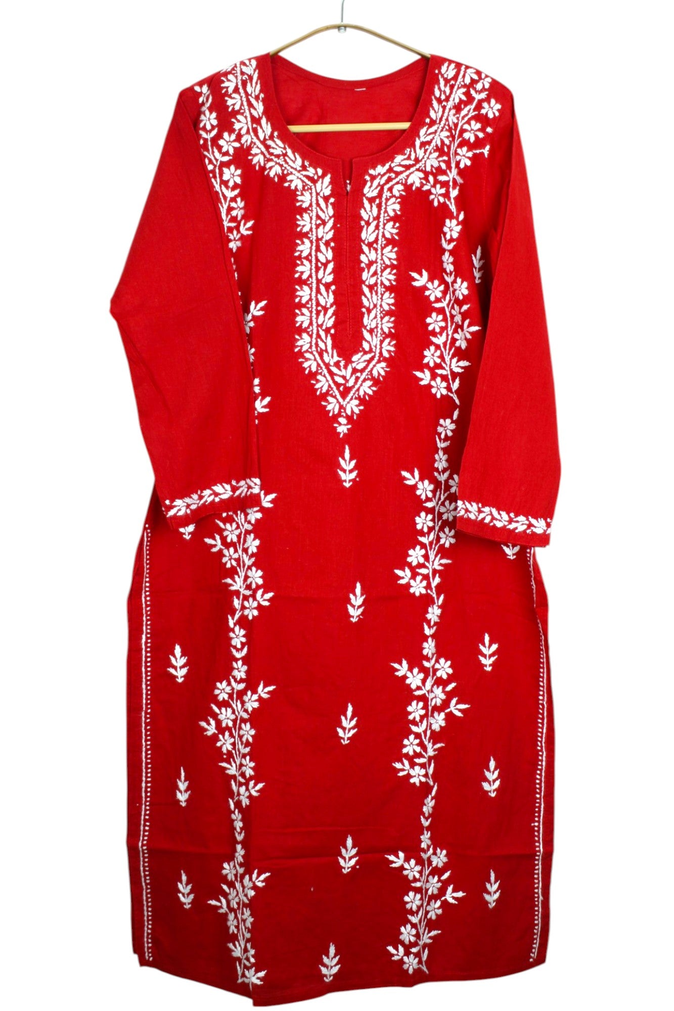 RED COTTON LONG KURTA