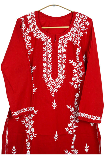 RED COTTON LONG KURTA