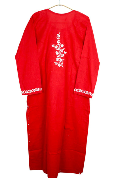 RED COTTON LONG KURTA