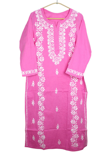 BABY PINK COTTON LONG KURTA