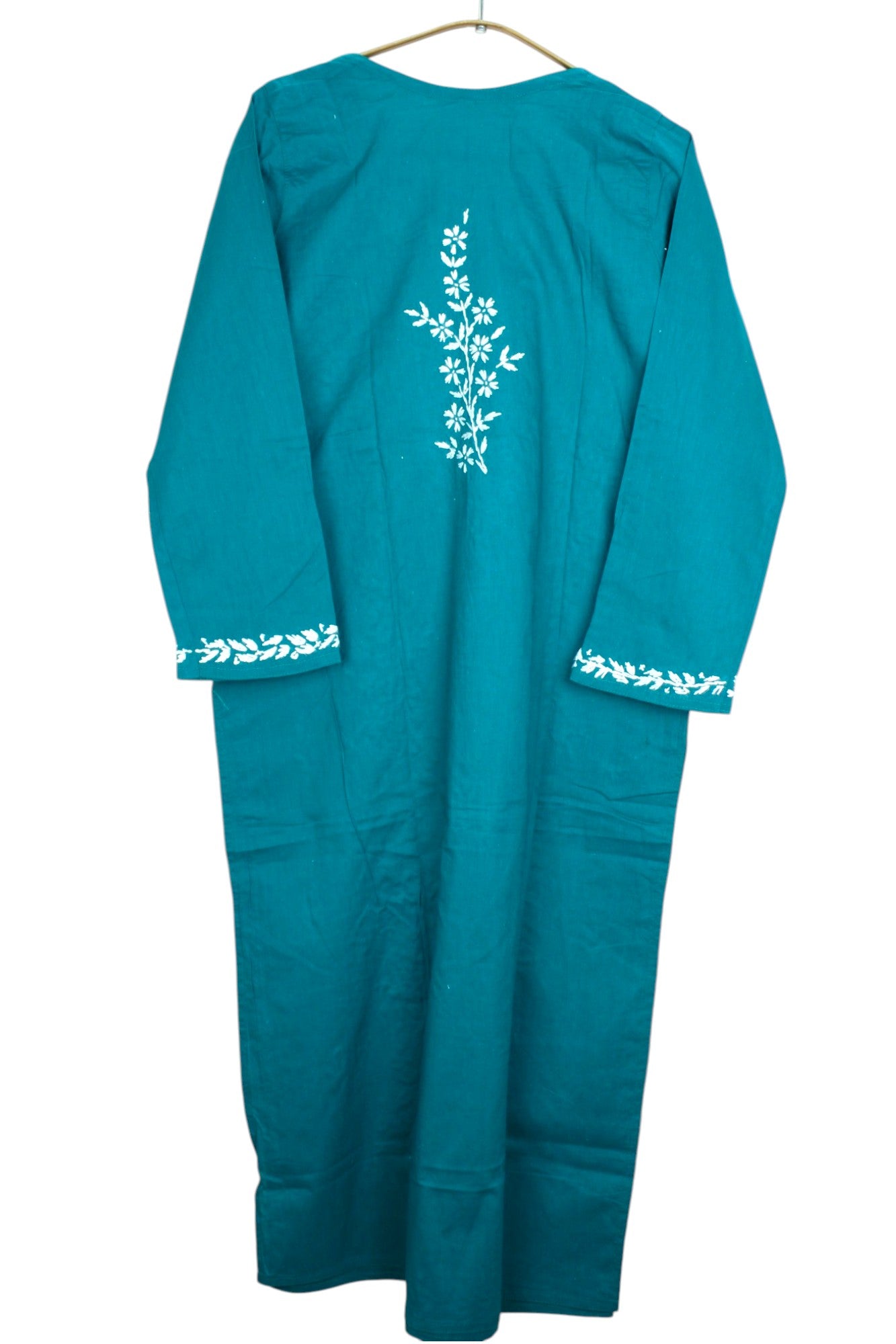 TEAL GREEN COTTON LONG KURTA