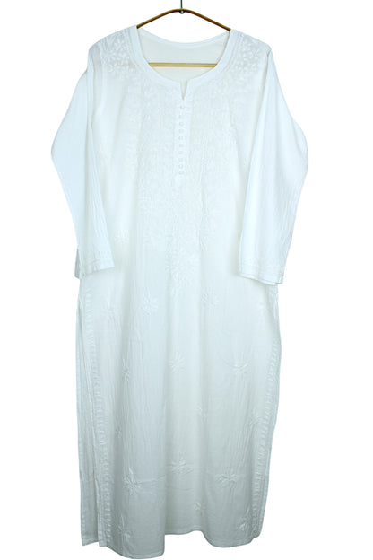 AYAT WHITE COTTON LONG KURTA