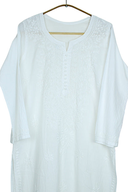 AYAT WHITE COTTON LONG KURTA