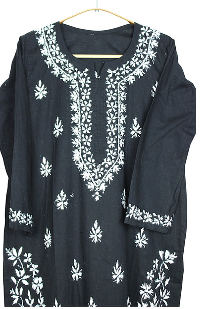 ZOYA BLACK COTTON LONG KURTA