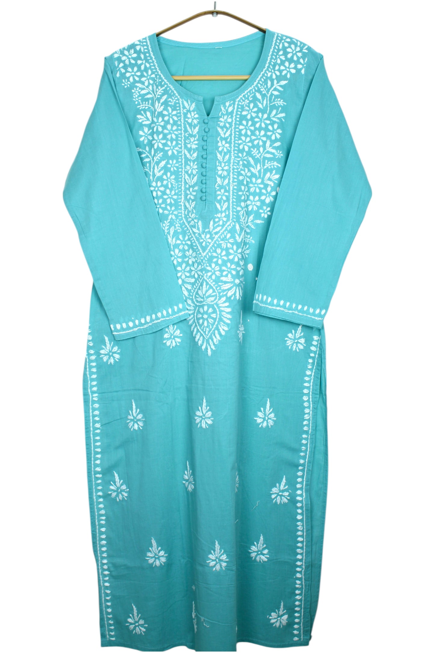 AYAT SEA BLUE COTTON LONG KURTA