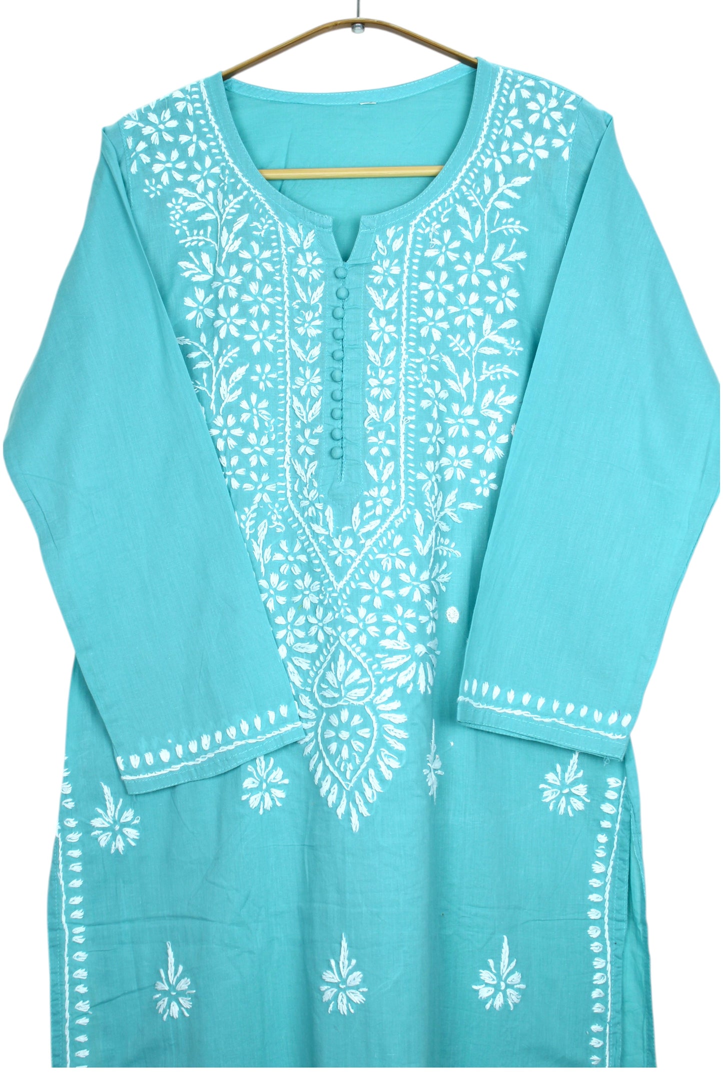 AYAT SEA BLUE COTTON LONG KURTA