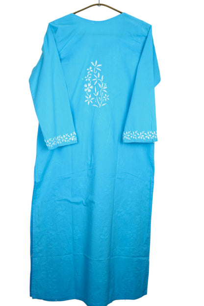 ZOYA SKY BLUE COTTON LONG KURTA