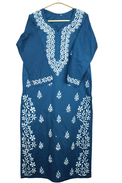 ZOYA TEAL BLUE COTTON LONG KURTA